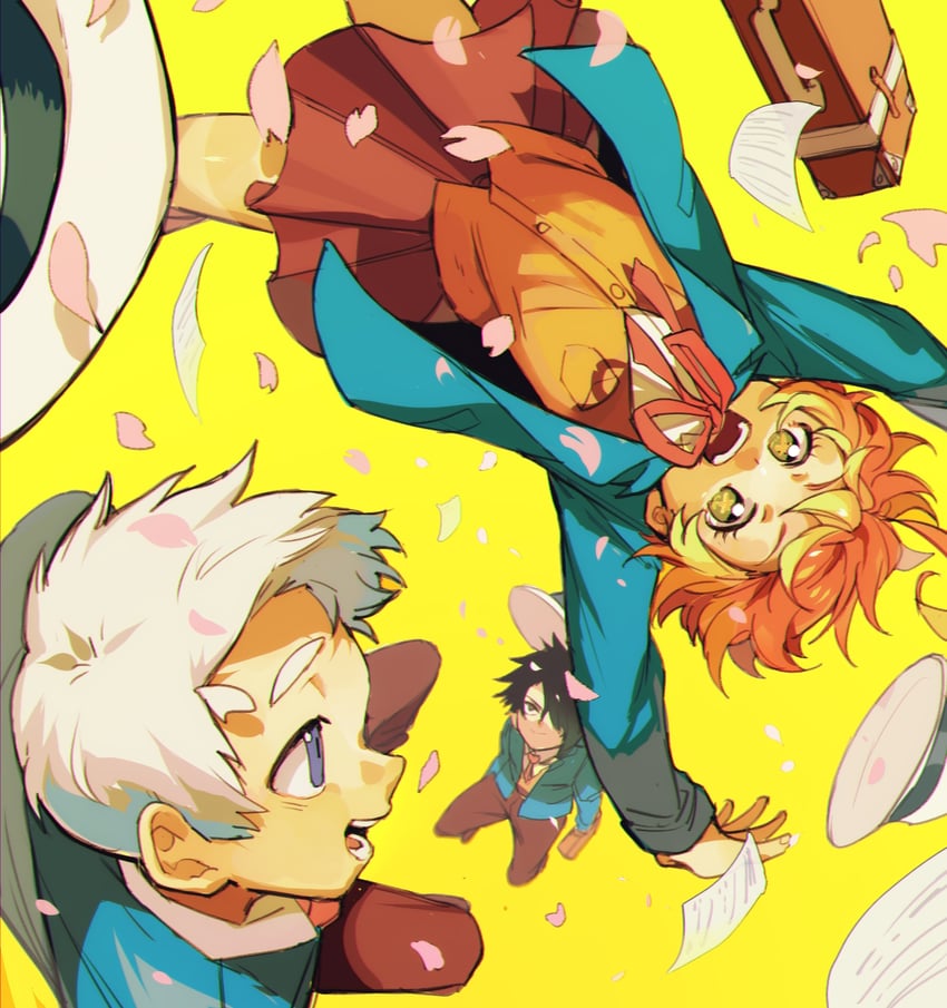 emma, norman, and ray (yakusoku no neverland) drawn by qin_(7833198)
