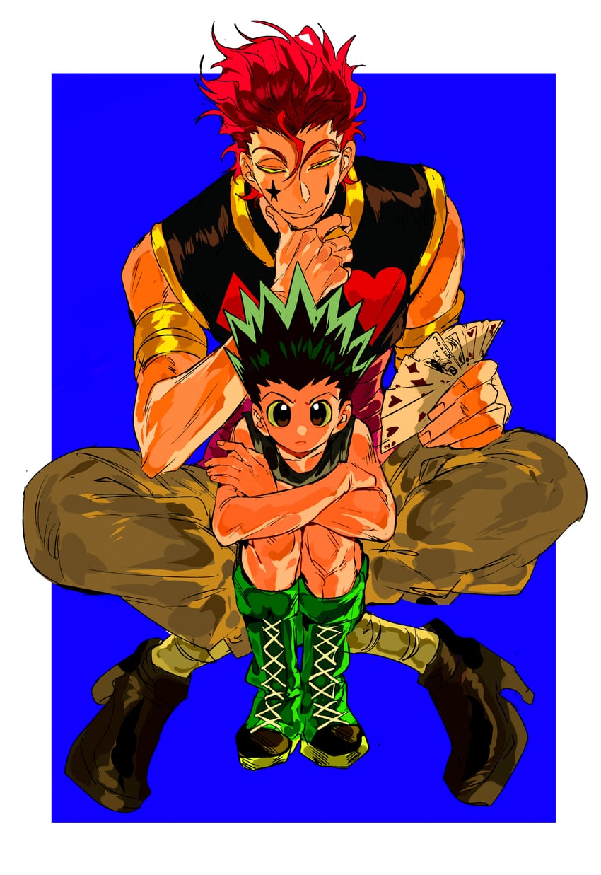 gon freecss and hisoka morow (hunter x hunter) drawn by xi_luo_an_ya