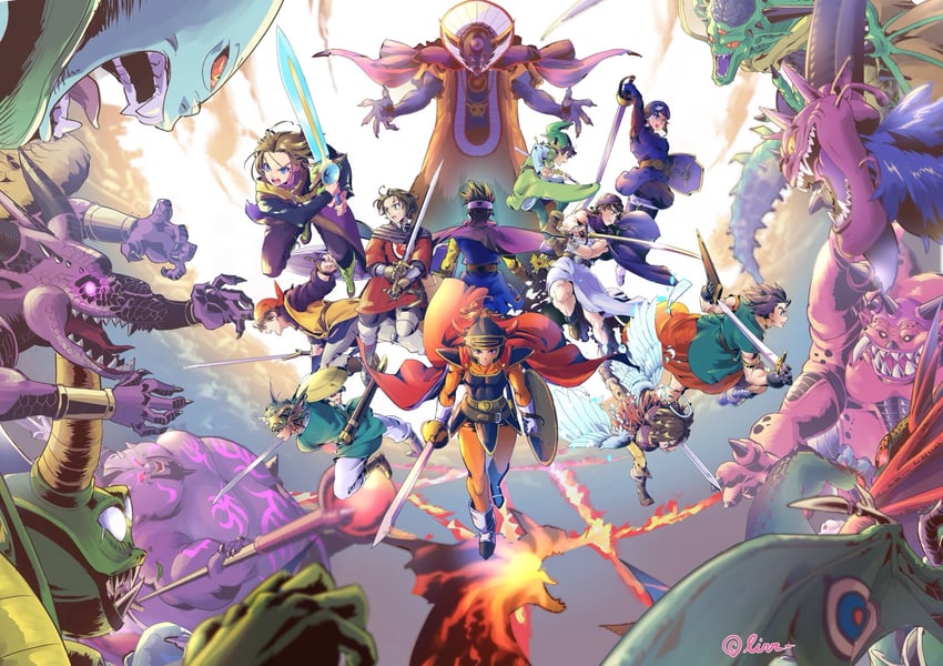 roto, prince of lorasia, hero, sidoh, dragon lord, and 10 more (dragon quest and 11 more) drawn by shey93735903