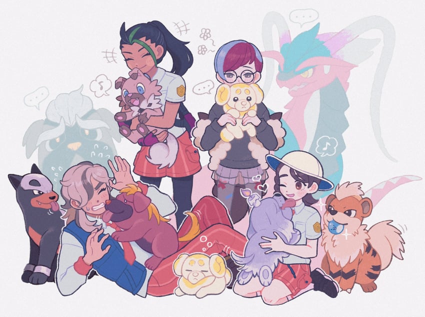 juliana, nemona, penny, arven, koraidon, and 7 more (pokemon and 1 more) drawn by mt_kkrd