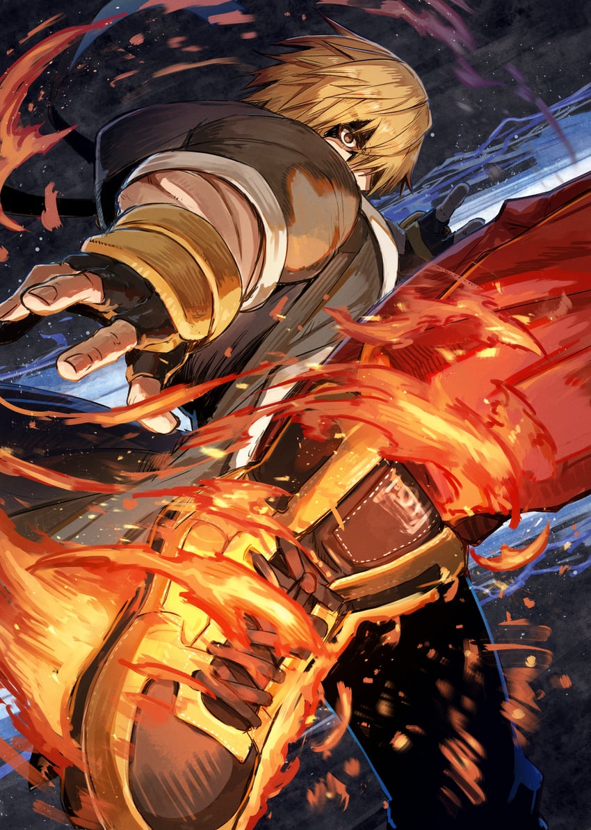 ken masters (street fighter and 1 more) drawn by kuroi_susumu