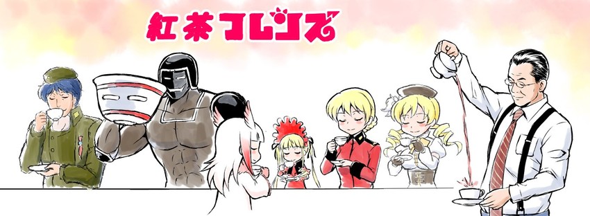 tomoe mami, darjeeling, shinku, japanese crested ibis, yang wen-li, and 2 more (mahou shoujo madoka magica and 6 more) drawn by yonecchi