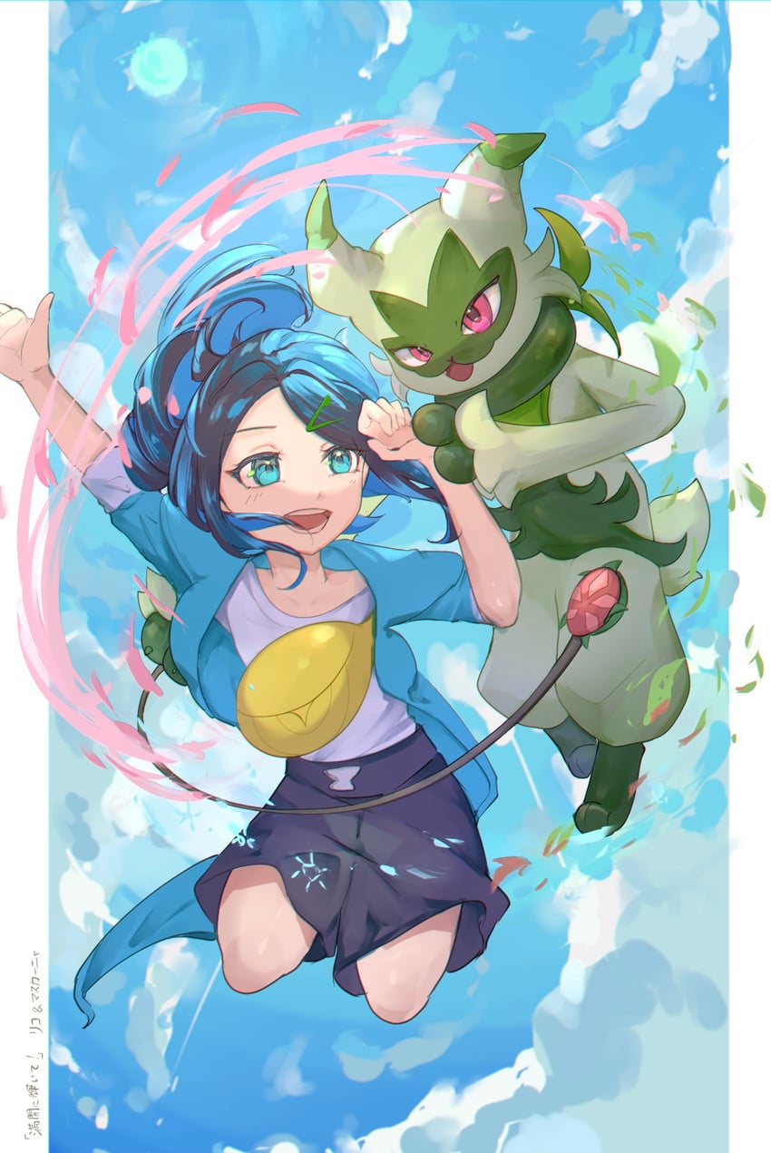 liko and floragato (pokemon and 1 more) drawn by tonbo_(tonbo63194)