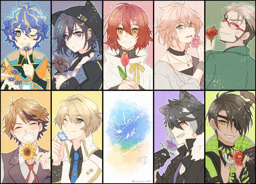 kageyama shien, astel leda, hanasaki miyabi, kanade izuru, aragami oga, and 4 more (holostars) drawn by hirokabii