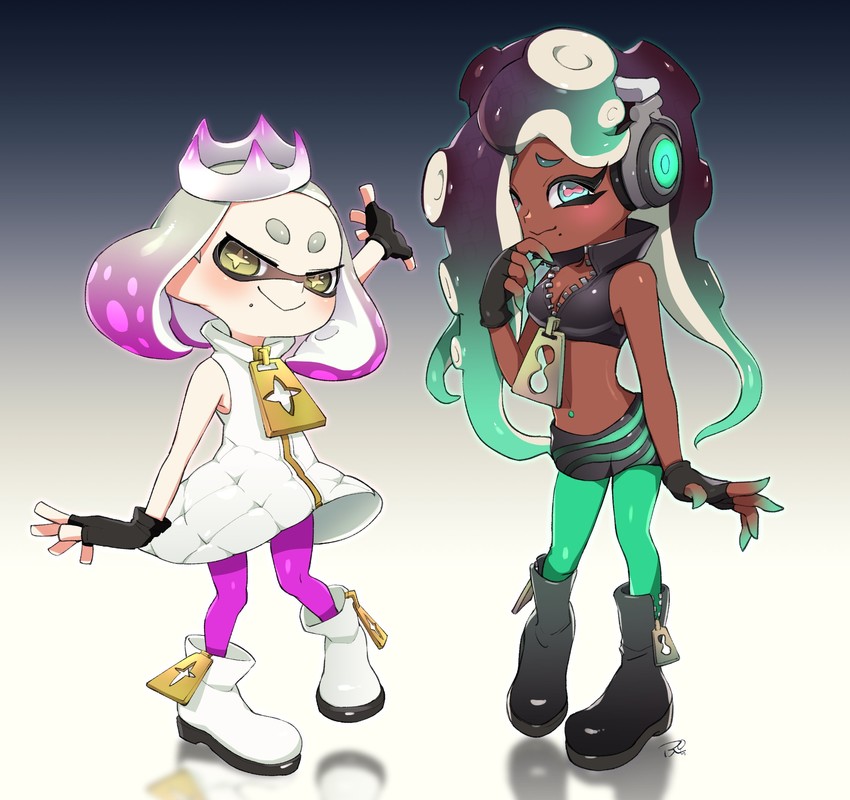 marina and pearl (splatoon and 1 more) drawn by puchiman