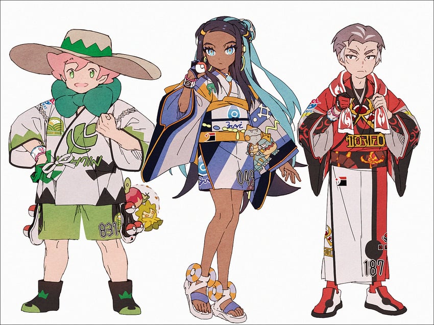 nessa, applin, kabu, milo, drednaw, and 2 more (pokemon and 1 more) drawn by hakusai_(tiahszld)