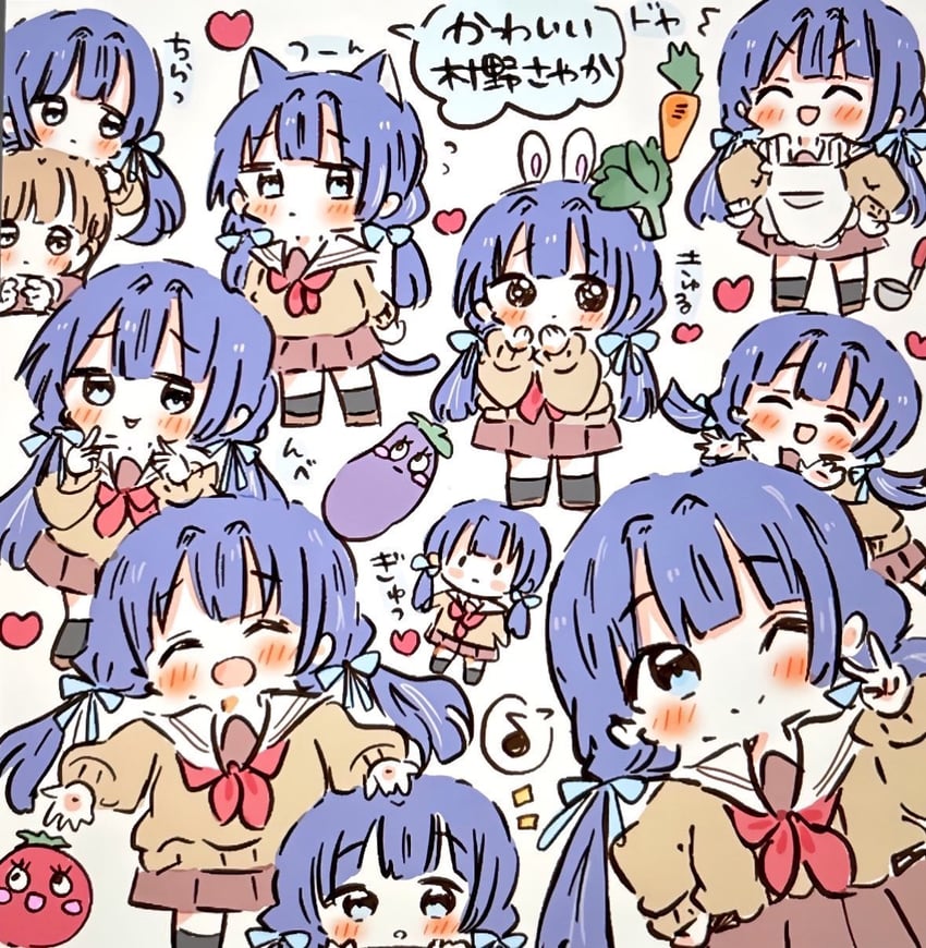 murano sayaka and kachimachi kosuzu (love live! and 1 more) drawn by momo_nosabu