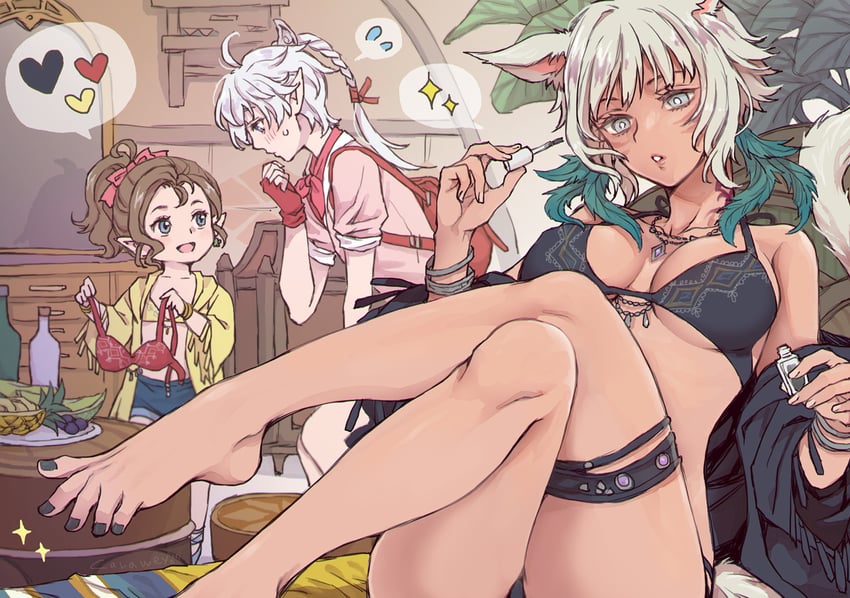 y'shtola rhul, alisaie leveilleur, and krile baldesion (final fantasy and 1 more) drawn by reitomo