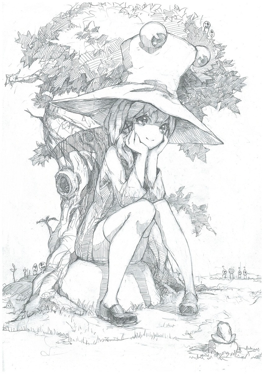moriya suwako, pyonta, and kodama (touhou and 1 more) drawn by matumasima