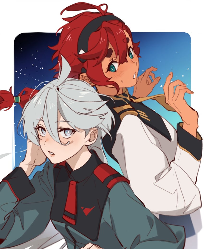 suletta mercury and miorine rembran (gundam and 1 more) drawn by nokhong_y