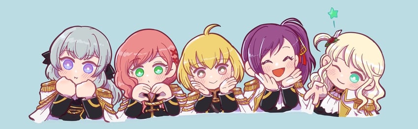 yumeoji shiori, yukishiro akira, tsuruhime yachiyo, otori michiru, and liu mei fan (shoujo kageki revue starlight and 1 more) drawn by yuimaru