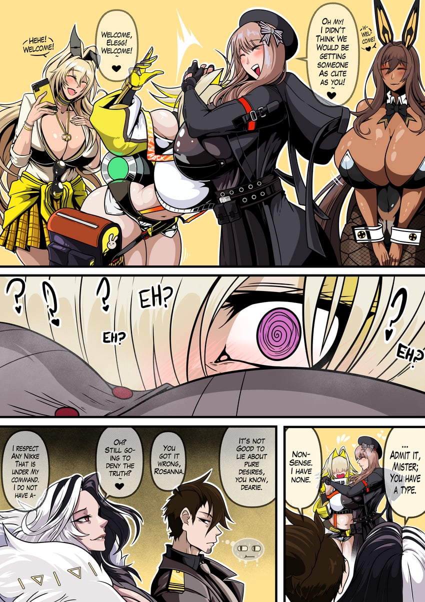 commander, elegg, noir, rupee, rosanna, and 1 more (goddess of victory: nikke) drawn by desola