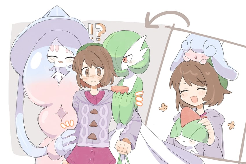 gardevoir, gloria, ralts, hatterene, and hatenna (pokemon and 1 more) drawn by han0579
