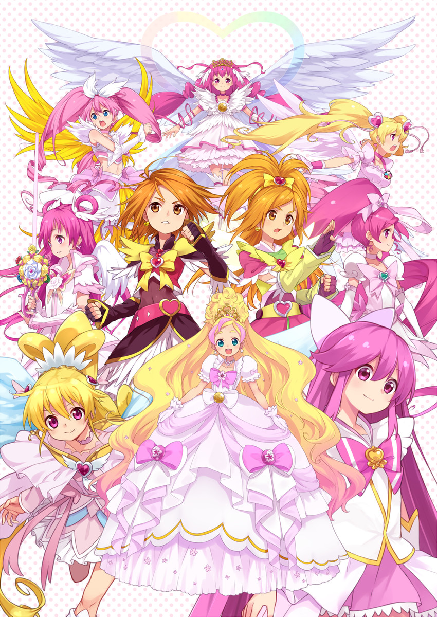 houjou hibiki, aida mana, hoshizora miyuki, misumi nagisa, hanasaki tsubomi, and 18 more (precure and 12 more) drawn by chiroru_(7450n)