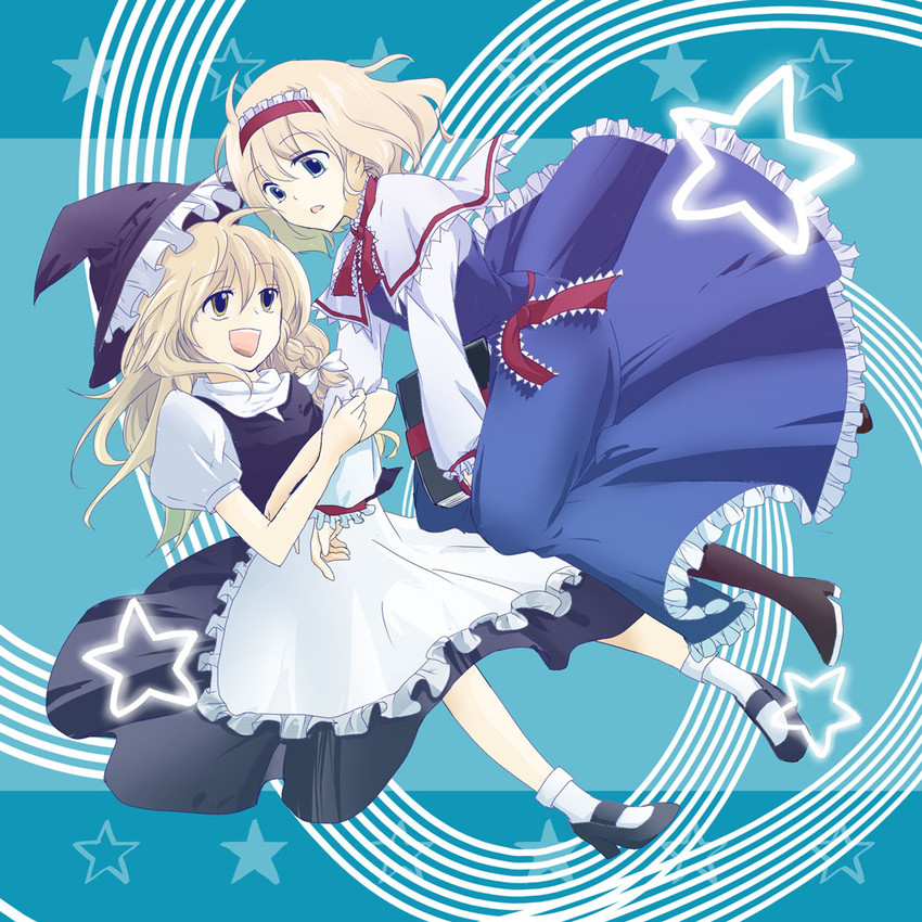 kirisame marisa and alice margatroid (touhou) drawn by hamuro_(866)
