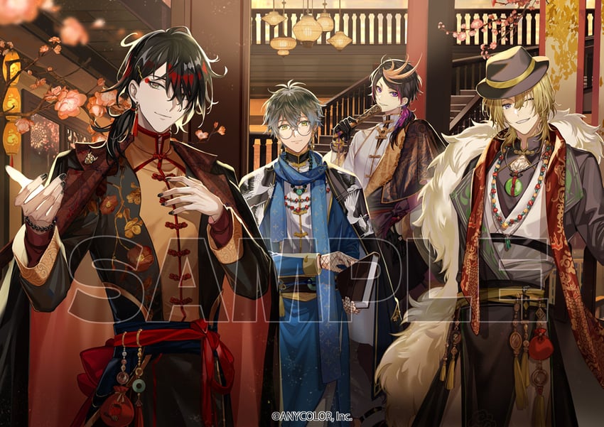 ike eveland, vox akuma, luca kaneshiro, and shu yamino (nijisanji and 1 more) drawn by hitokoto