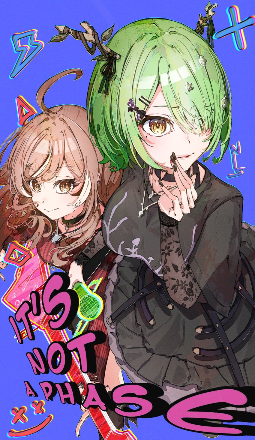 nanashi mumei and ceres fauna (hololive and 1 more) drawn by mouchu