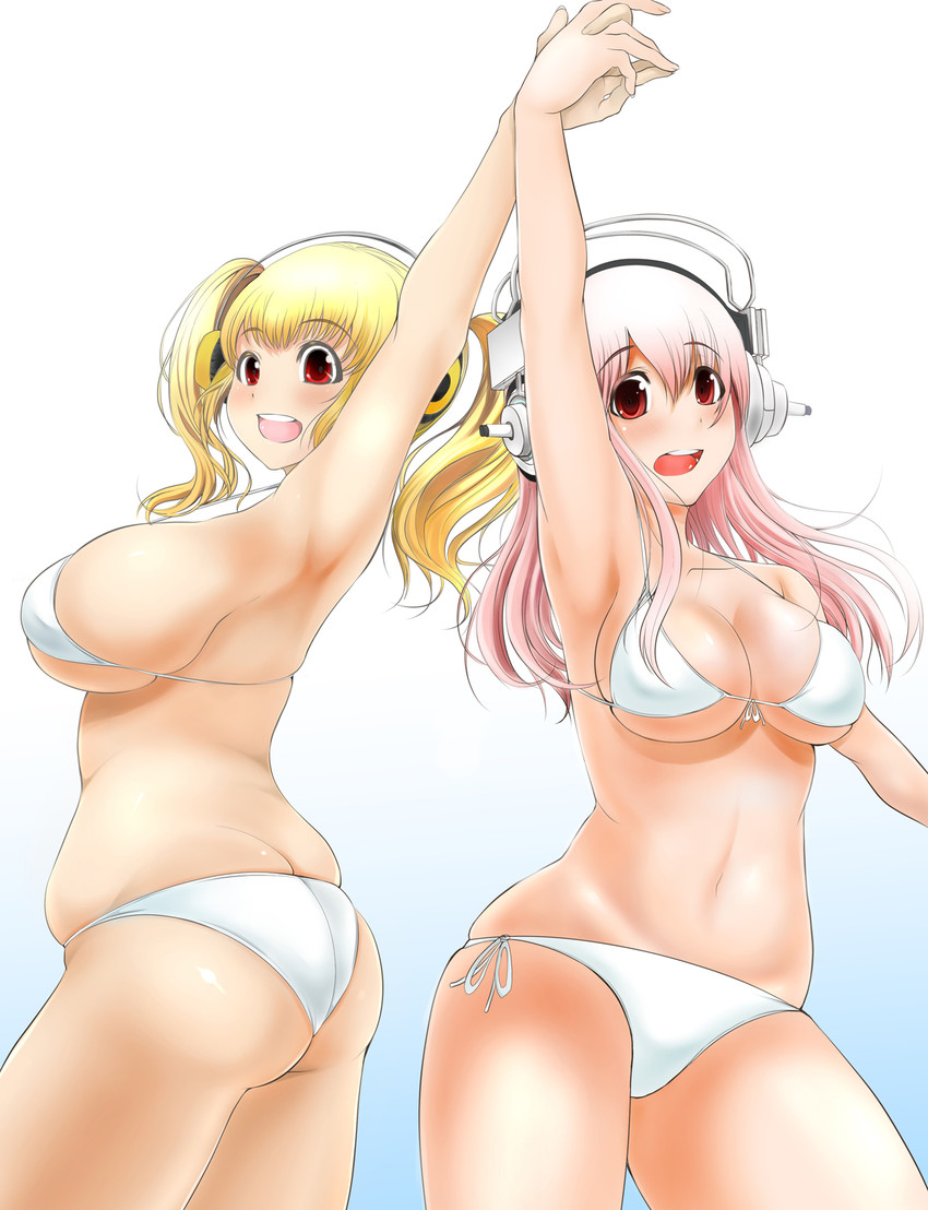 super sonico and super pochaco (nitroplus) drawn by niu_ju_(orange_bull)