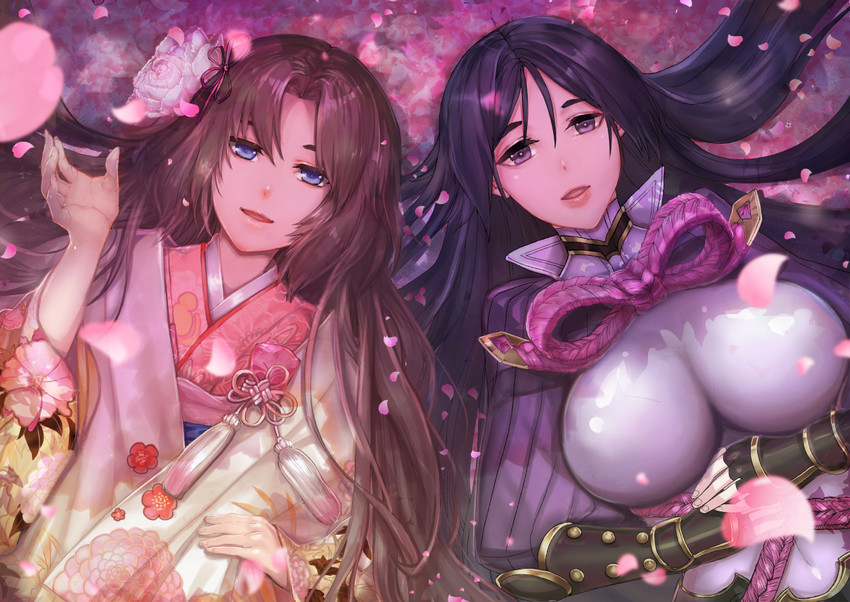 minamoto no raikou and ryougi shiki (fate and 2 more) drawn by realize_(re-alize)