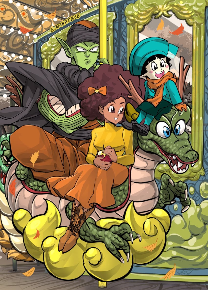 pan, piccolo, shenron, and janet (dragon ball and 2 more) drawn by amartbee