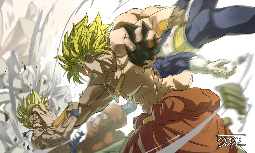 son goku, vegeta, and broly (dragon ball and 1 more) drawn by 5002_bus