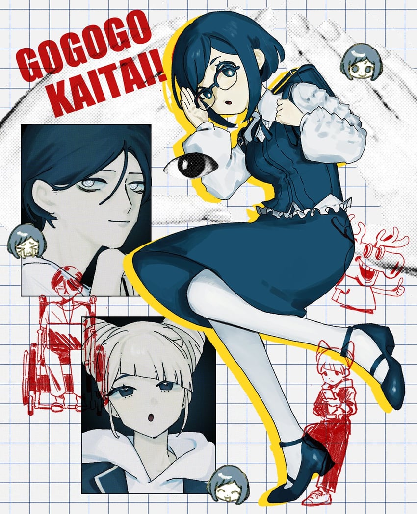 fukurai azami, meguriya ayumu, jasmine, and toshikai-kun (toshi densetsu kaitai center) drawn by gyocar