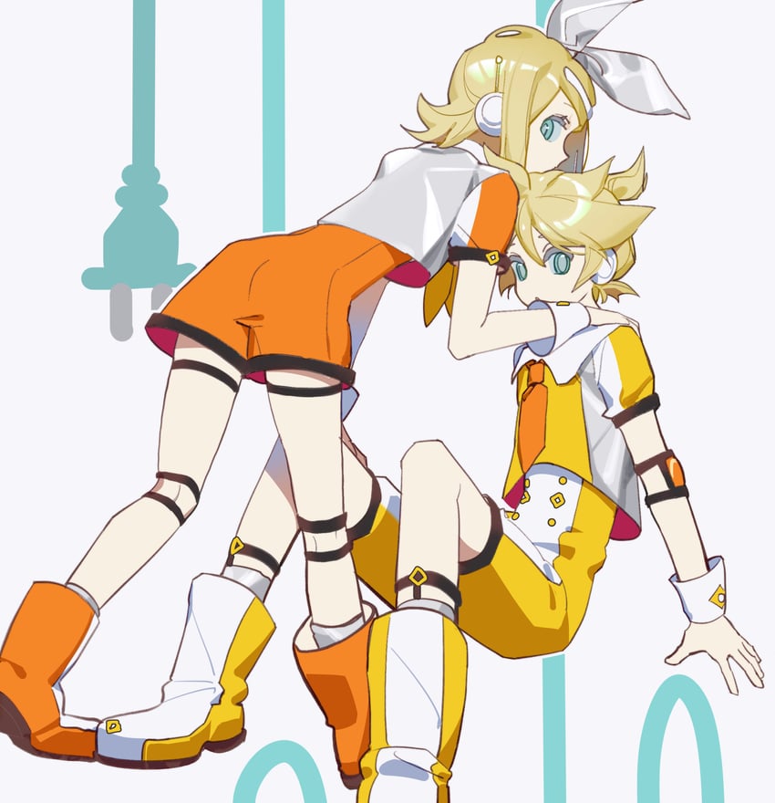 kagamine rin, kagamine len, magical mirai len, and magical mirai rin (vocaloid and 1 more) drawn by chi_ya