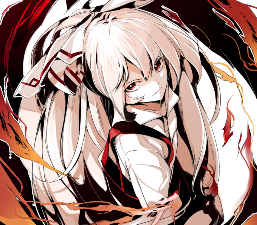 fujiwara no mokou (touhou) drawn by gotoh_(nekocat) and ikurauni