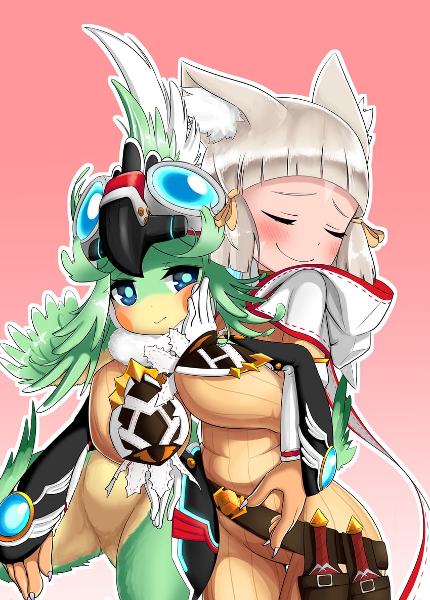 nia and finch (xenoblade chronicles and 1 more) drawn by taiyaki_(powan_po40)
