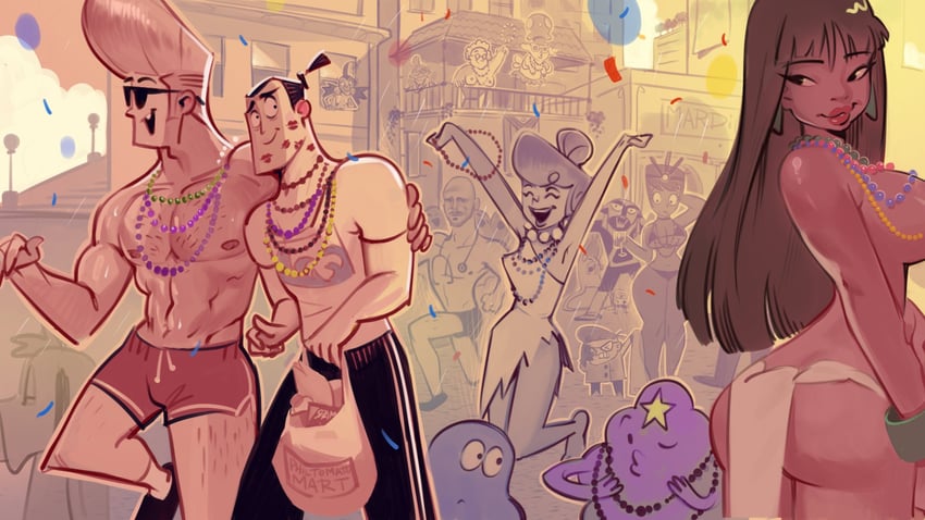 chel, jake the dog, bmo, blooregard q kazoo, samurai jack, and 12 more (real life and 13 more) drawn by philtomato