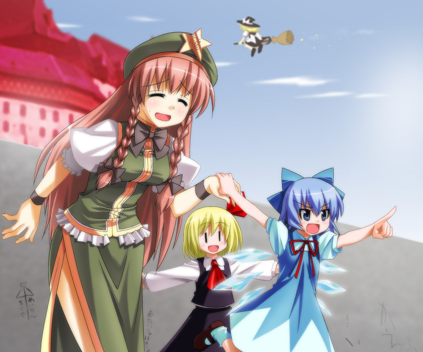 kirisame marisa, cirno, hong meiling, and rumia (touhou) drawn by umekichi