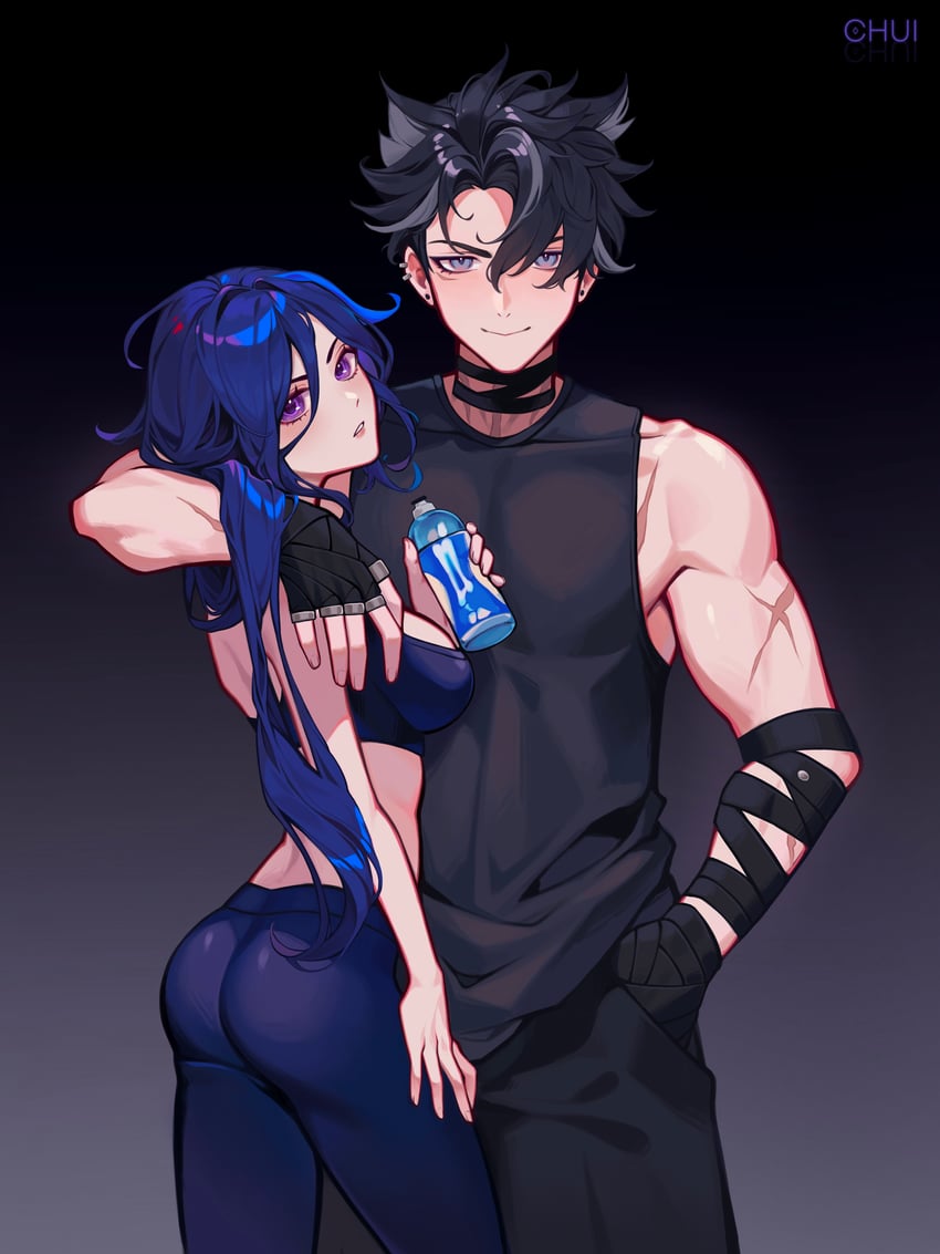 clorinde and wriothesley (genshin impact) drawn by chui_art