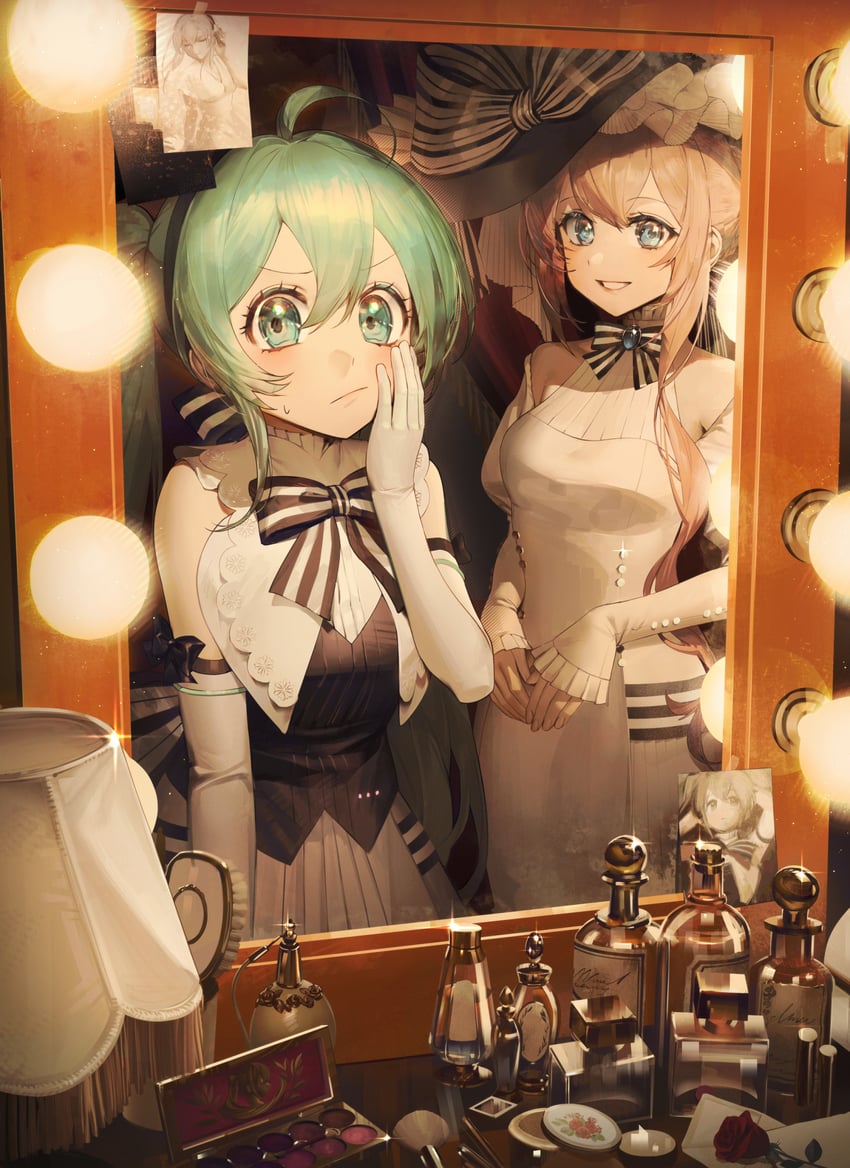 hatsune miku and megurine luka (vocaloid and 1 more) drawn by paldu
