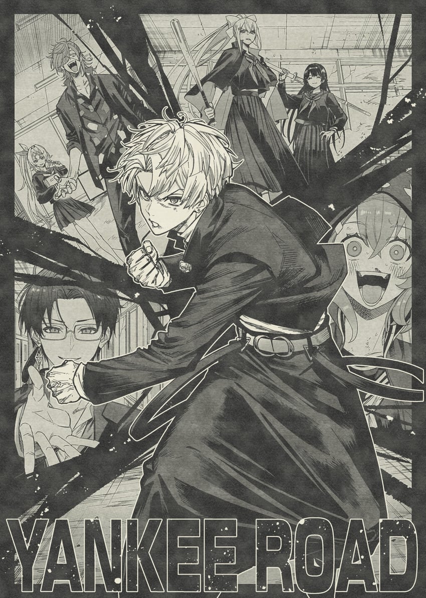 tsukino mito, higuchi kaede, hoshikawa sara, sasaki saku, oliver evans, and 2 more (nijisanji) drawn by aragi_suisei