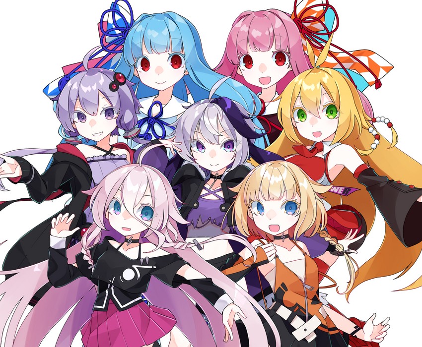 yuzuki yukari, ia, kotonoha akane, kotonoha aoi, tsurumaki maki, and 2 more (vocaloid and 4 more) drawn by yatsuzuka_spina
