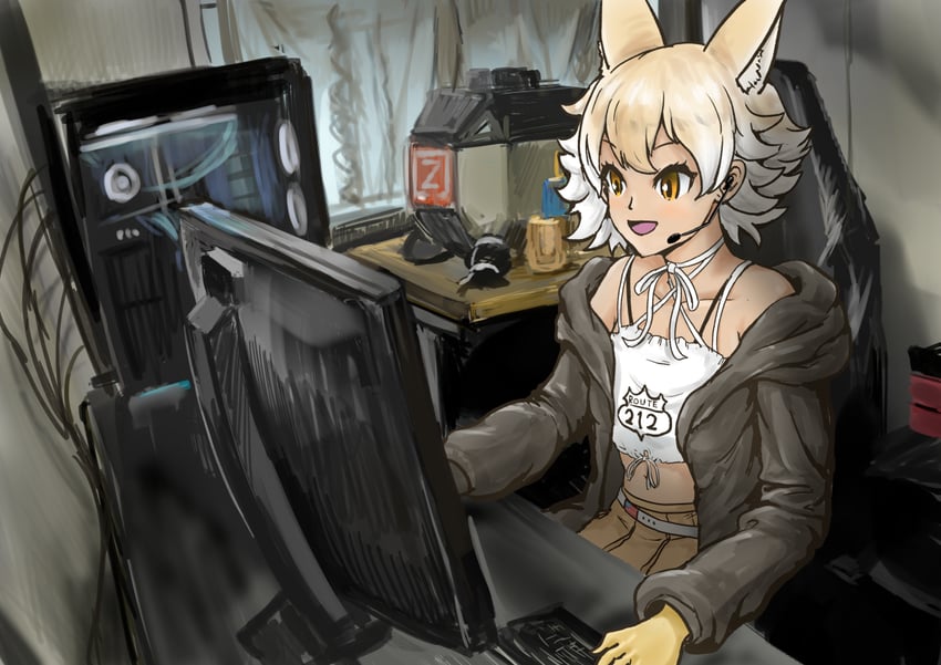 coyote (kemono friends and 1 more) drawn by evyngr