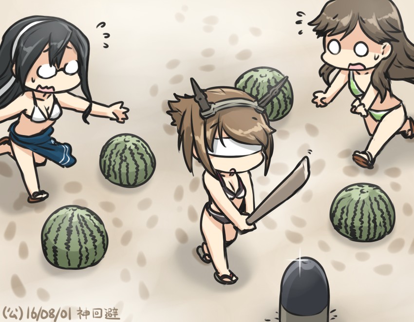 ooyodo, mutsu, and arashio (kantai collection) drawn by hamu_koutarou
