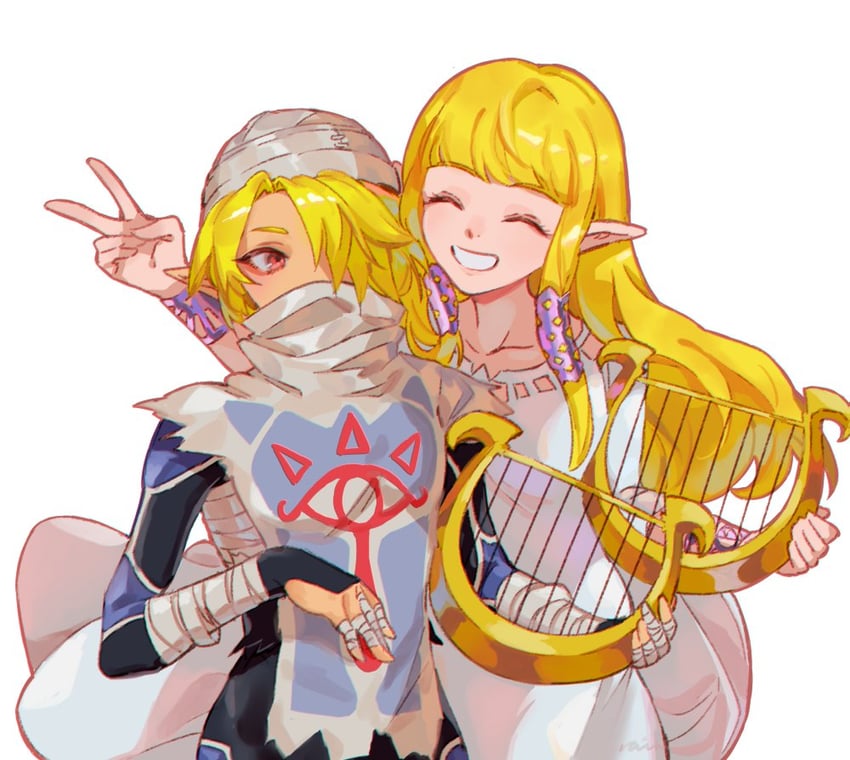 princess zelda and sheik (the legend of zelda and 2 more) drawn by rain_rkgk