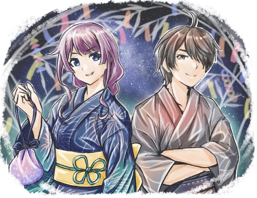 senjougahara hitagi and araragi koyomi (monogatari) drawn by tsukihi_shida