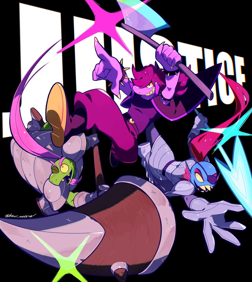 undyne, susie, and gerson (undertale and 1 more) drawn by kanianoreki