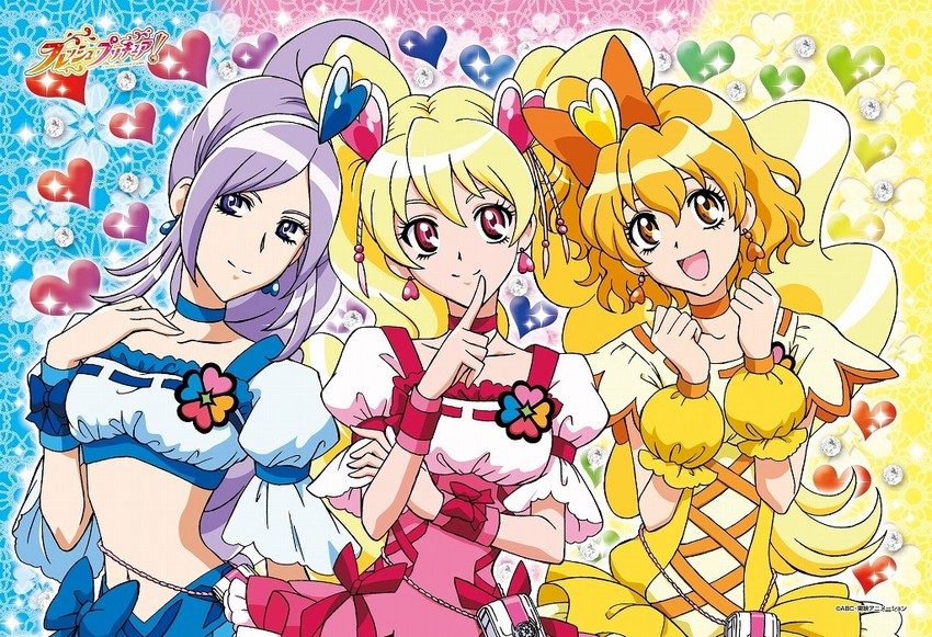 momozono love, cure peach, yamabuki inori, aono miki, cure pine, and 1 more (precure and 1 more) drawn by kagawa_hisashi