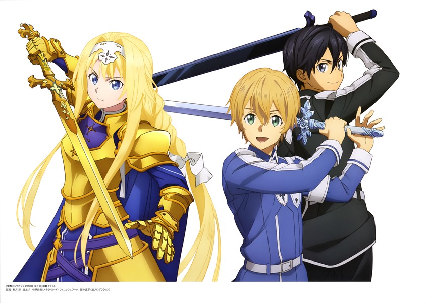 kirito, alice zuberg, and eugeo (sword art online and 1 more)