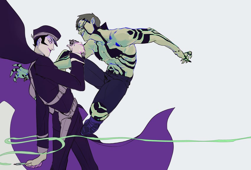 demi-fiend and kuzunoha raidou (shin megami tensei and 2 more) drawn by ferret_wanted