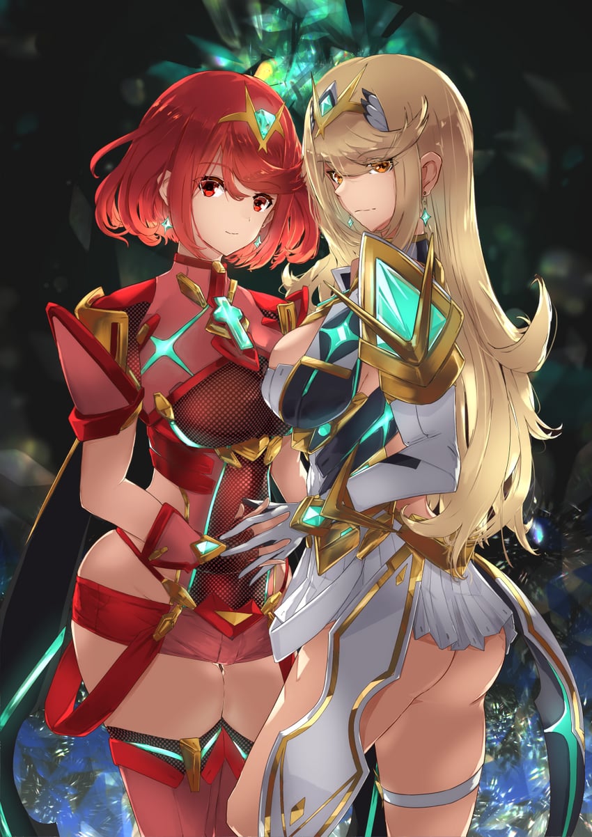 pyra and mythra (xenoblade chronicles and 1 more) drawn by omikuji_(6954)