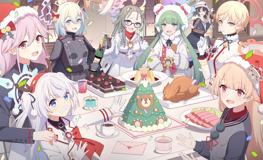 shigure, marina, cherino, nodoka, tomoe, and 3 more (blue archive) drawn by bubble1995