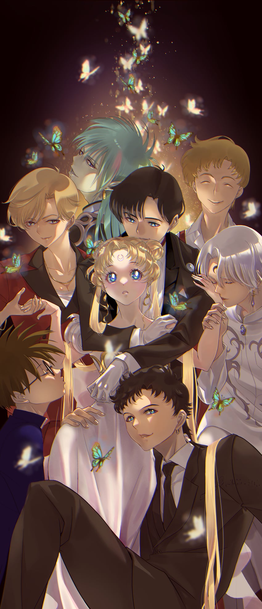 tsukino usagi, ten'ou haruka, seiya kou, chiba mamoru, neo queen serenity, and 4 more (bishoujo senshi sailor moon and 2 more) drawn by katt_sun