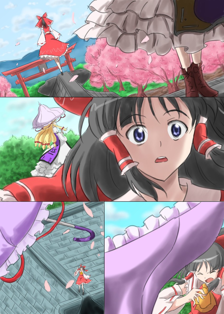 hakurei reimu and yakumo yukari (touhou and 1 more) drawn by ohoho