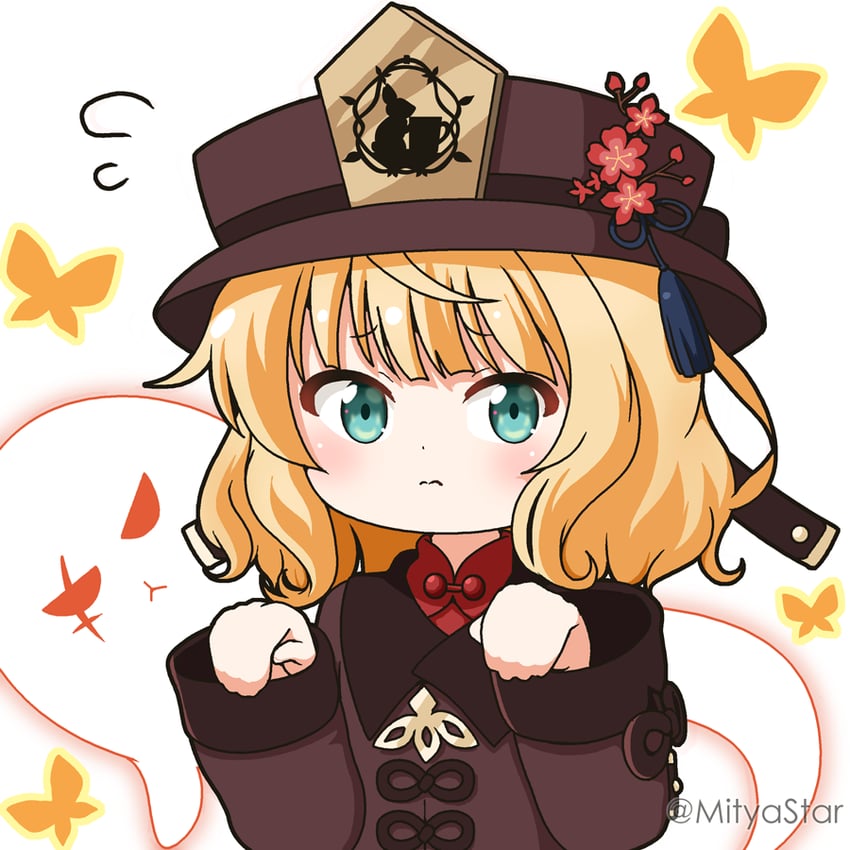 hu tao, boo tao, kirima syaro, and wild geese (genshin impact and 1 more) drawn by mitya
