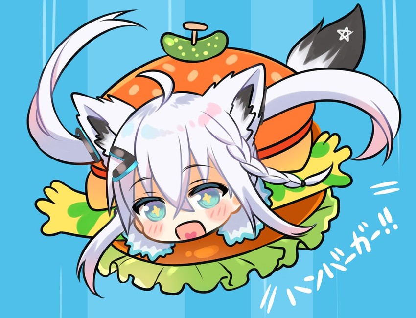 shirakami fubuki and fall guy (hololive and 1 more) drawn by meopun_(meopen429)