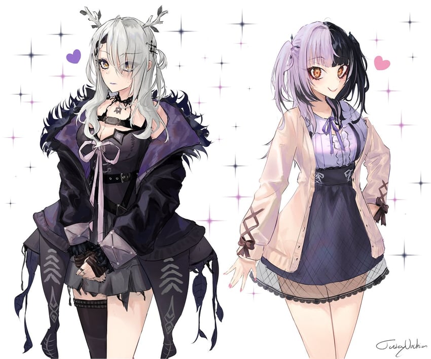 ceres fauna and shiori novella (hololive and 1 more) drawn by juicyurchin